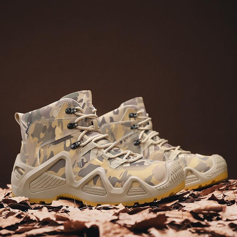 Waterproof Tactical Boots for Men Outdoor Non-slip Rock Climbing Hiking Sneakers Camouflage Work Shoes