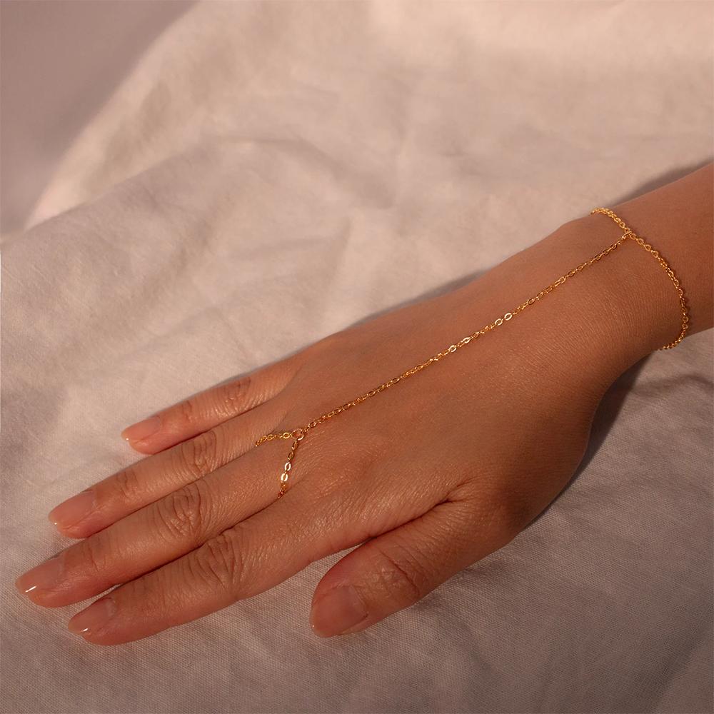 

Mini Pearl Hand Chain Bracelet For Elegant Women Wedding Party High-End Gold Color Link Finger Bracelets Stainless Steel Jewelry Gold