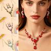 Luxury Rhinestone Jewelry Set Elegant Shiny Necklace Earrings Set Waterdrop Pendant Classic Wedding Bridal Accessories