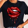 New Fashion Women T Shirt Leopard Lip Print T-Shirt T-Shirt Short Sleeve Tops Female Ladies Summer Tee Shirts Streetwear