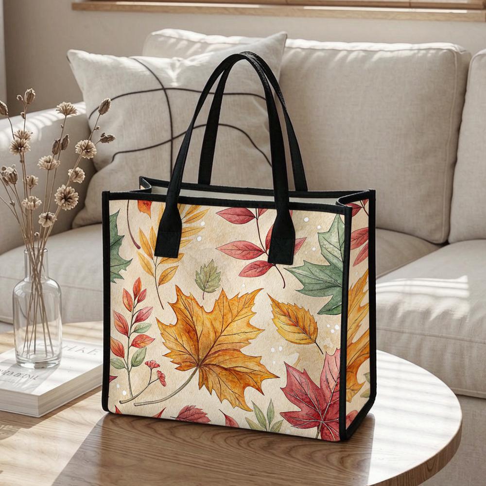 Autumn Leaf Print Large Capacity Daily Tote Bag