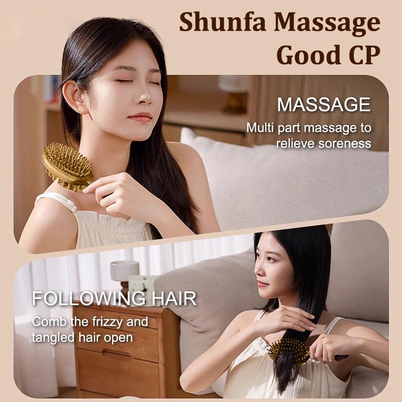 Double Sided Sandalwood Air Bag Comb Hair Care Scalp Anti Static Meridian Head Blood Circulation Dredging Massage Comb