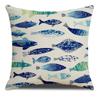 Sea World Animal Whale Dolphin Fishes Printed Soft Square Pillowslip Linen Blend Cushion Cover Pillowcase Living Room Home Decor,