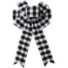 Black White Buffalo Plaid Bow Christmas Wreath for Tree Topper & Front Door Decoration