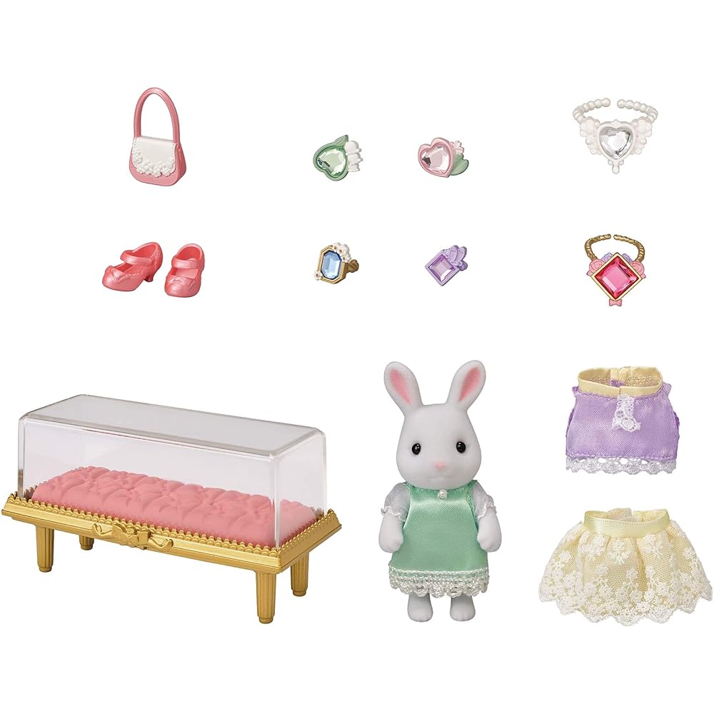 EPOCH Sylvanian Families Town Fashion Coordination Set Glitter Jewelry Collection PVC Toy