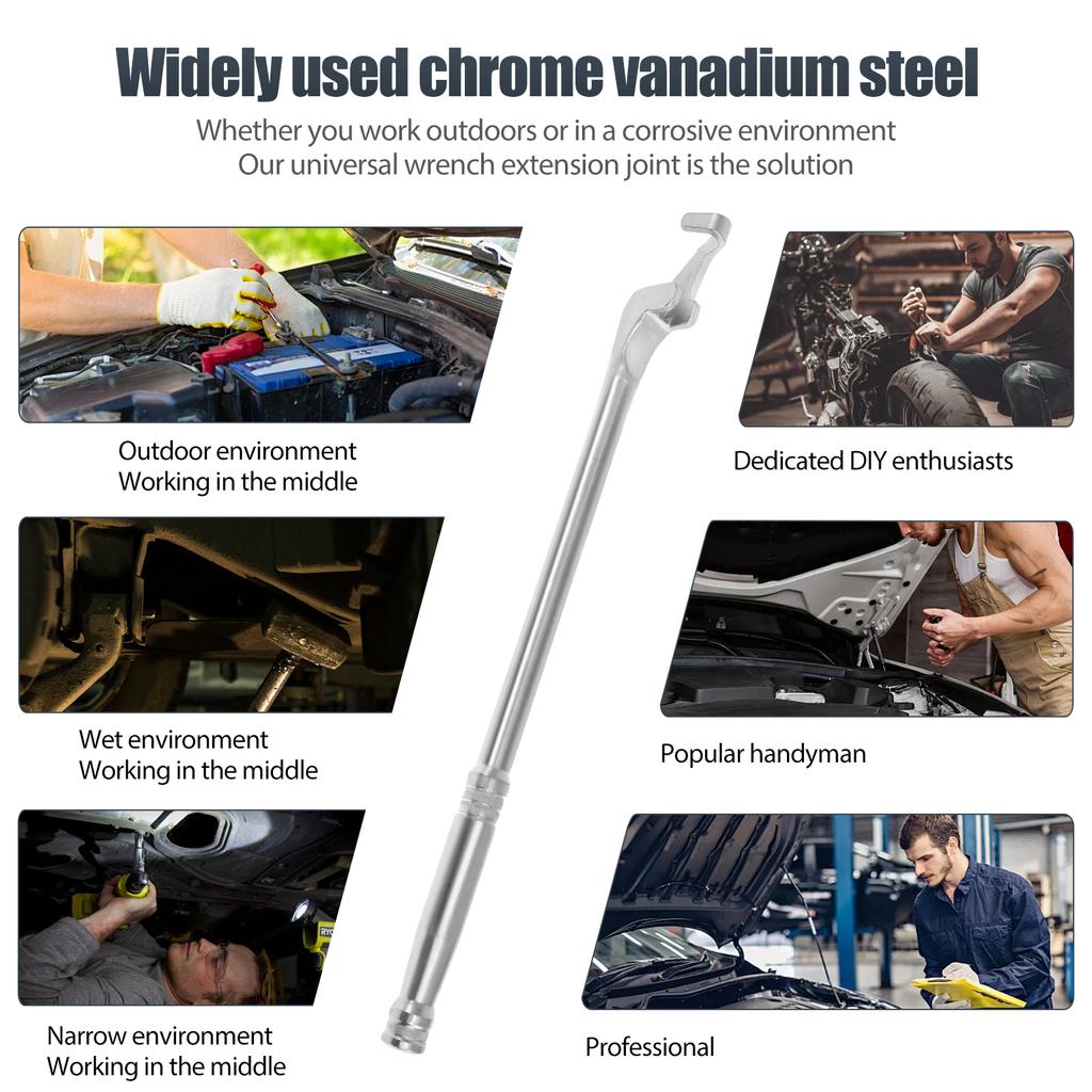 Barre d'outil rallonge de clé de 15 pouces, rallonge de clé adaptateur de couple extra longue, clé universelle, barre adaptateur rallonge de couple