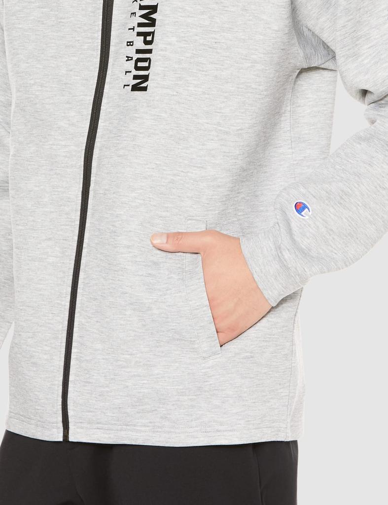 Champion Long Sleeve Stretch Techweave 3LS Zip Hooded Sweatshirt with Size One-Point Logo, C3-WB112-070-XL