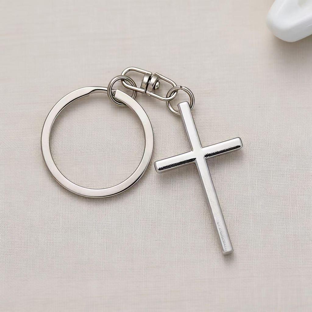 Handmade Metal Cross Couple Keychain Pendant