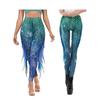 Women Leggings Slim Fit High Waist Mermaid Print 3D Gradient Fish Scale Pattern Side Fishtail Detail Yoga Pants Daily Wear