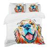 Watercolor Dog Bedding Set Cute Happy Colorful Puppy Duvet Cover Cartoon Bedding Decoration Queen for Women Children Girls Gift