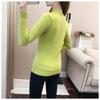 Women's Fleece-Lined Semi-High Neck Knit Sweater - Slim Fit, Solid Color, Perfect for Autumn/Winter.