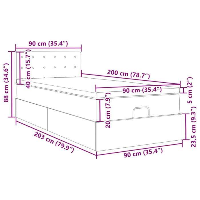 VidaXL Cadre de lit ottoman avec matelas rose 90x200 cm velours, cadre de lit, cadre de lit rembourré, cadre de lit ottoman 3311896