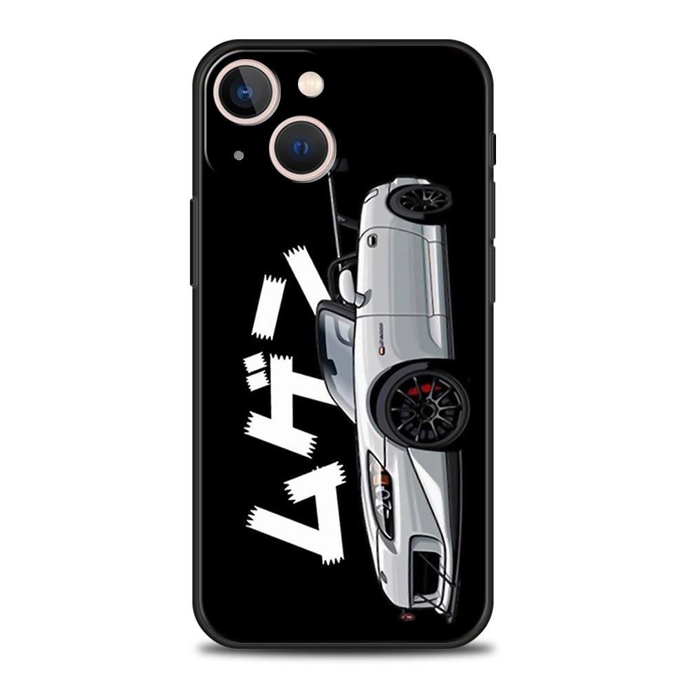 Luxury Phone Case For iPhone 11 12 13 15 16 14 Pro Max X XR XS 7 8 Plus SE Black Cover Funda JDM Tokyo Drift Sports Car