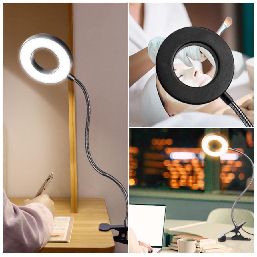 48LEDs Table Lamp Clip USB Light Books Lamp Bedside 360° Desk Lamp  Flexible Eye Protection Gooseneck Adjustable Reading Light