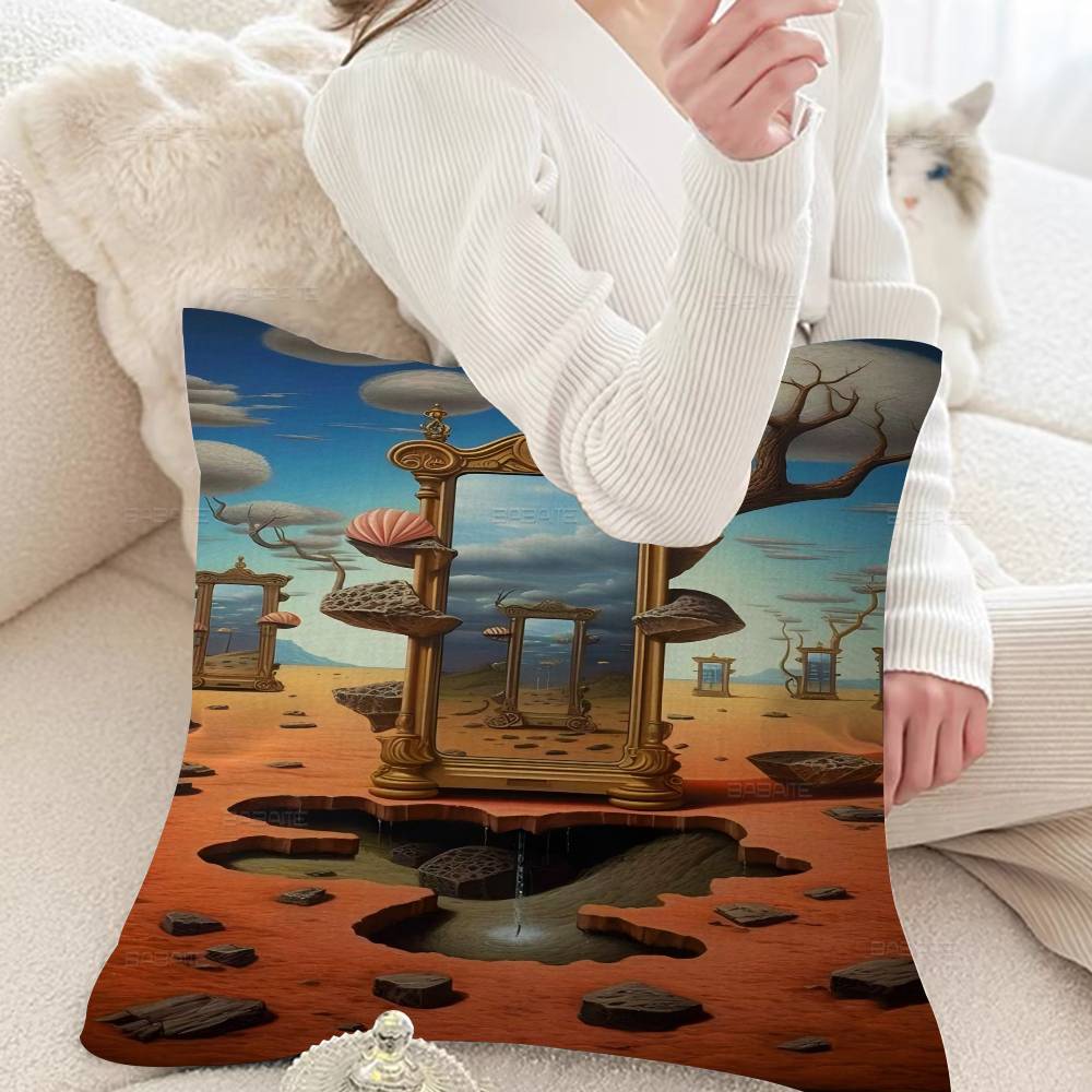 Abstract Canvas Painting Rene Magritte Son of Man Stitch Lucky Dragon Pillow Cover Sofa Cushion Cover Home Children Gift