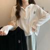 Plus Size Women's Hooded Button Long Sleeve T-shirt - 2025 Korean Style Slimming Top for Spring/Autumn
