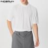 INCERUN Oversized Men High Neck Short Sleeve Casual Loose T Shirts Undershirts