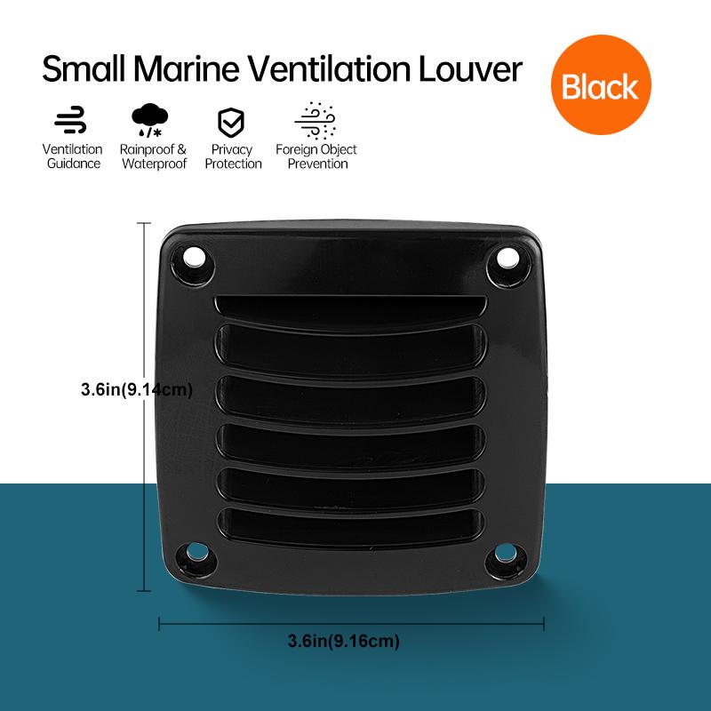 Universal Square Air Vent for Marine Boat & RV, White/Black Louvered Ventilation Grille, Durable Plastic Cover