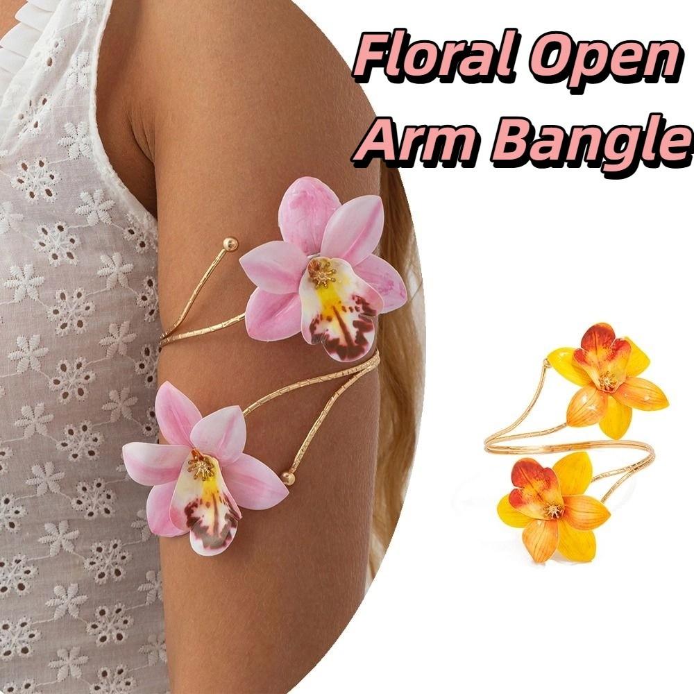 Egg Flower Open Arm Bangle Adjustable Armband Fashion Flower Arm Chain  Party