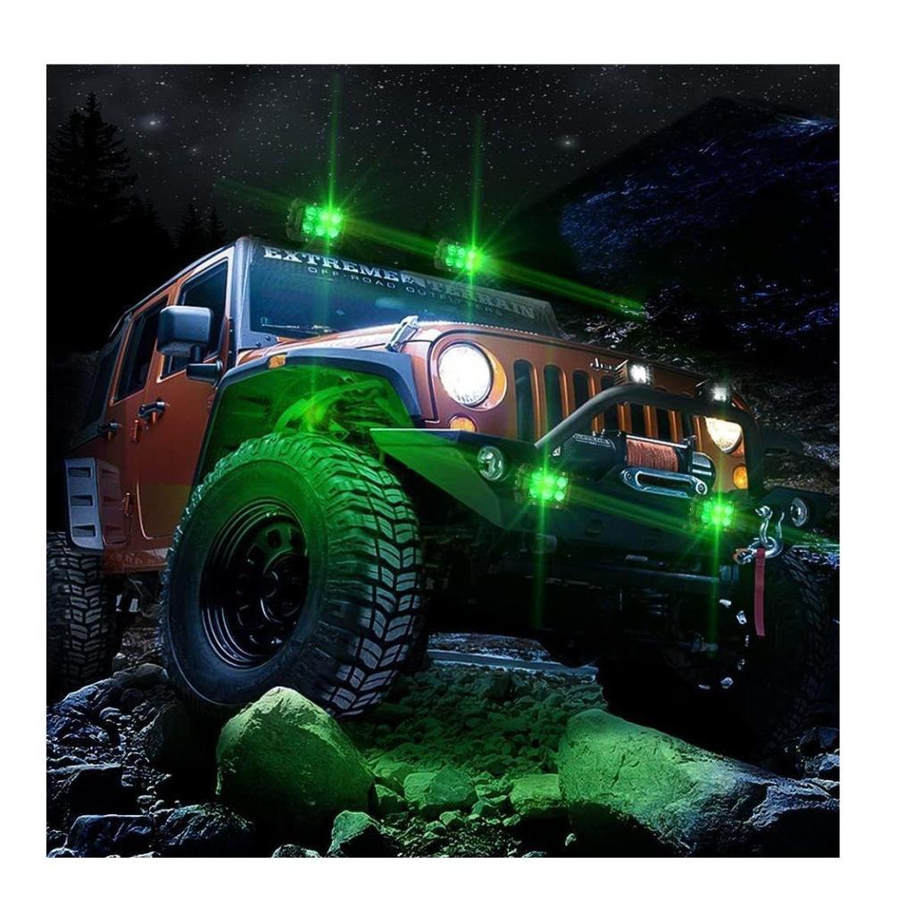 Robocze światło LED 20 diod – Super jasne światło powodziowe 12V Off-Road z uchwytami do montażu wpuszczanego Uniwersalne dopasowanie do ciężarówek, ciągników – Zielone światło