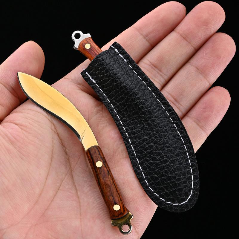 Mini High Hardness Stainless Steel Small Knife Outdoor Camping Portable Fruit Unboxing Knife Convenient Dog Leg Bending Knife