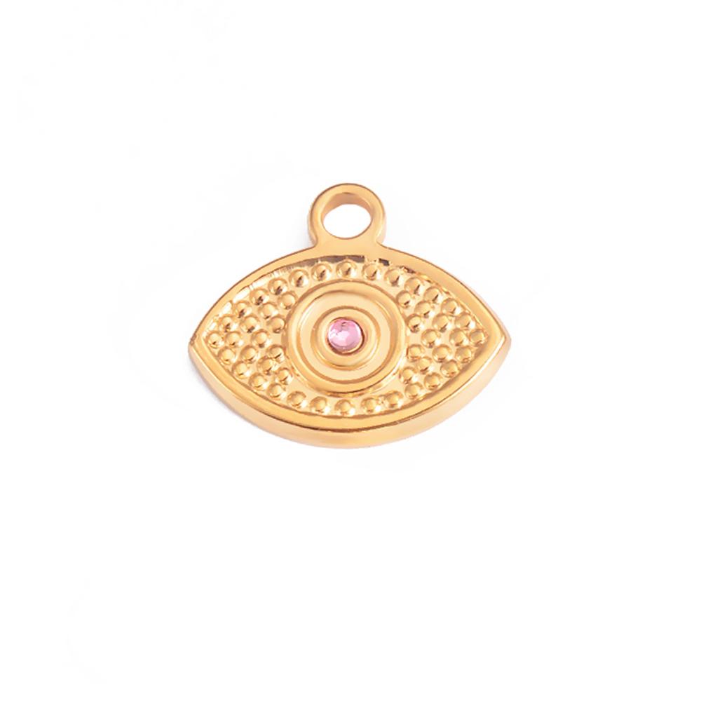 Wholesale 5pcs/lot Stainless Steel Gold Color Evil Eye Charms Handmade Craft DIY Necklaces Earrings Jewelry Making Accessories
