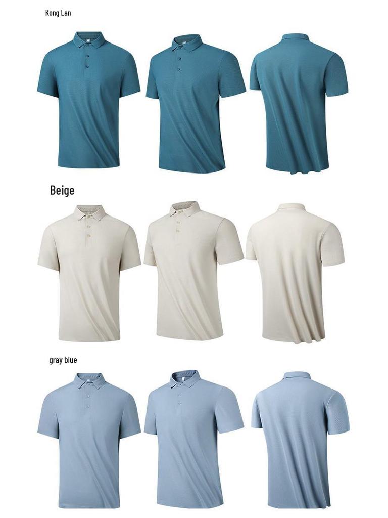 Ice Silk Short Sleeve Polo Shirt - Seamless Nylon, High-Quality Lapel Design