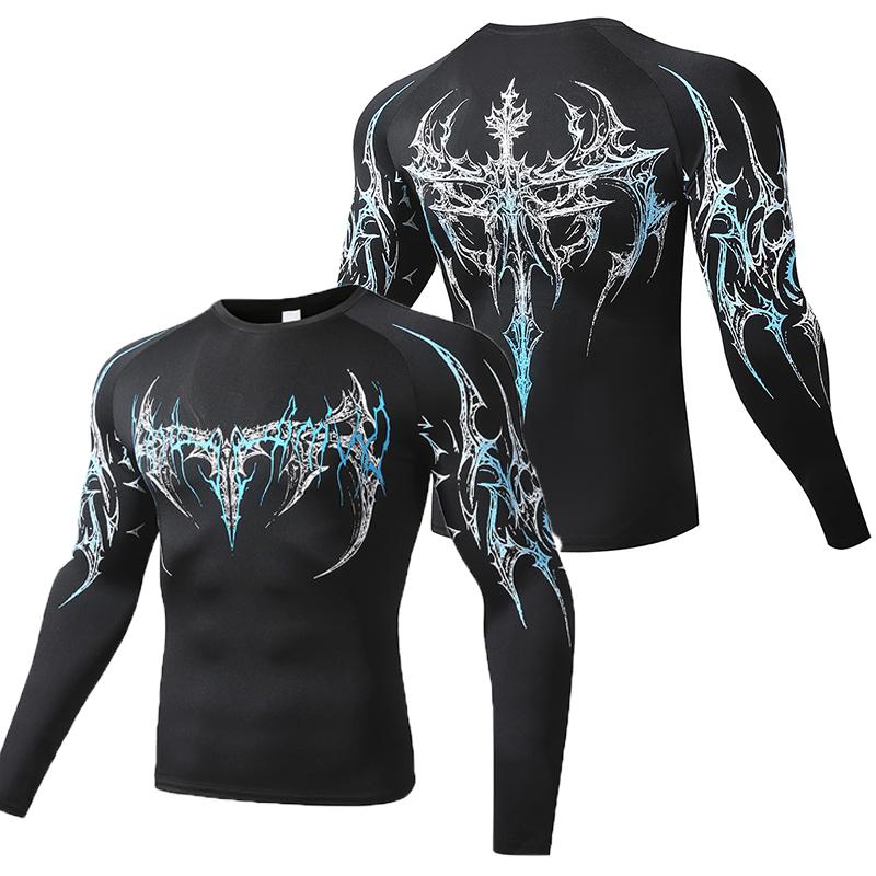 Compression Shirt Men Casual Skinny T-shirt Elastic Male Clothing Tops Tee Sportswear Tights Fashion Long Sleeve T Shirt Men