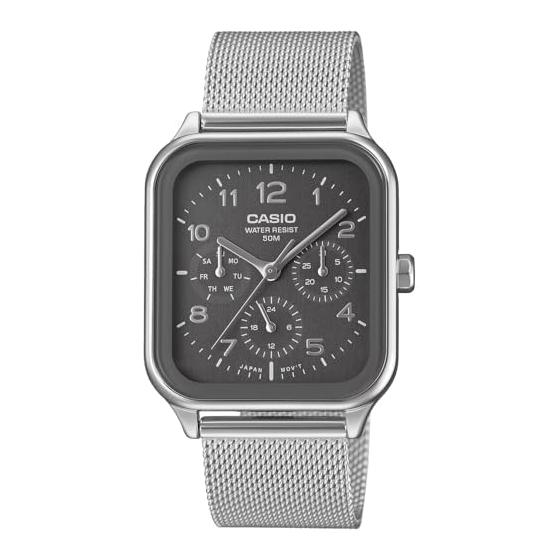 

[Casio] CASIO Standard Round Rectangle 24 Hour Display Multi-Function Analog Men s Watch MTP-M306M-8AV Metal Mesh Band Gray Overseas Model [Parallel