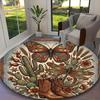 1pc Round Rug Appropriate for Office, Deep Wine Floral Butterfly Carpet, Versatile Printed Chair Rug, Durable Home Sofa Carpet