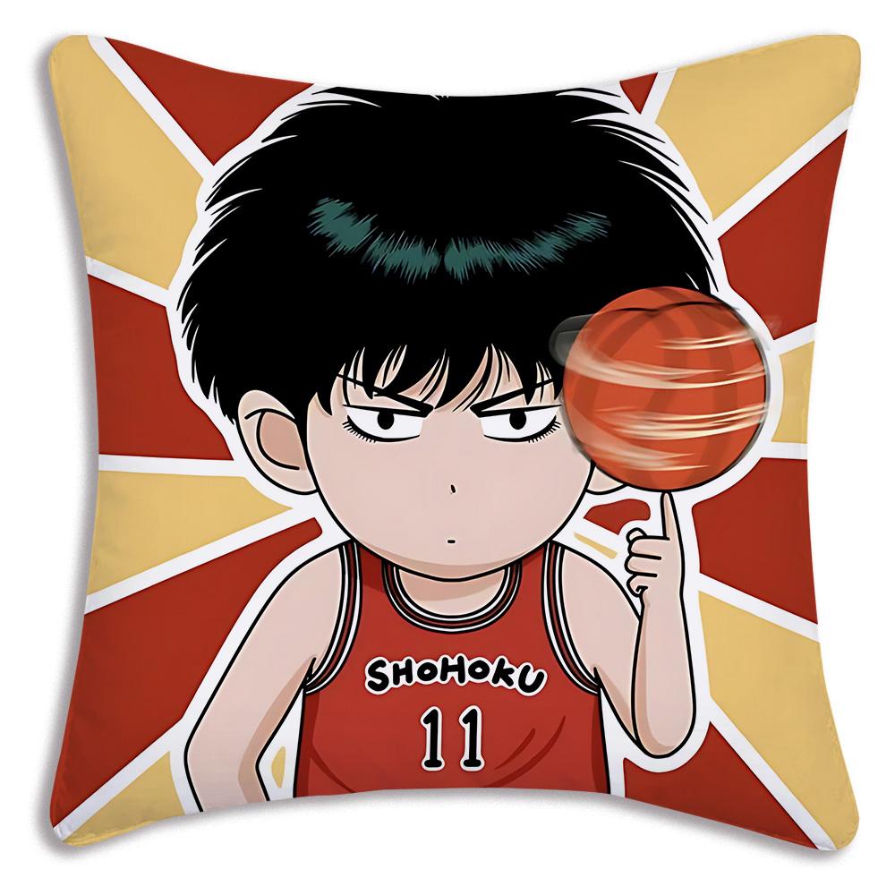 Pillow Covers Hot Anime S-Slams Dunk Cartoon Sofa Decorative Home Double-Sided Printing Short Plush Cute Cushion Cover