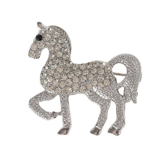 

Brooch Colorful Sparkling Rhinestones Inlaid Horse Design Brooch Pin Suit Collar Lapel Badge Stylish серебряный