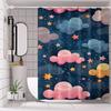 Colorful Cloud & Starry Night Shower Curtain - Vibrant Cartoon Design, No Drill Needed, 70x70 Inches, Bathroom Decor