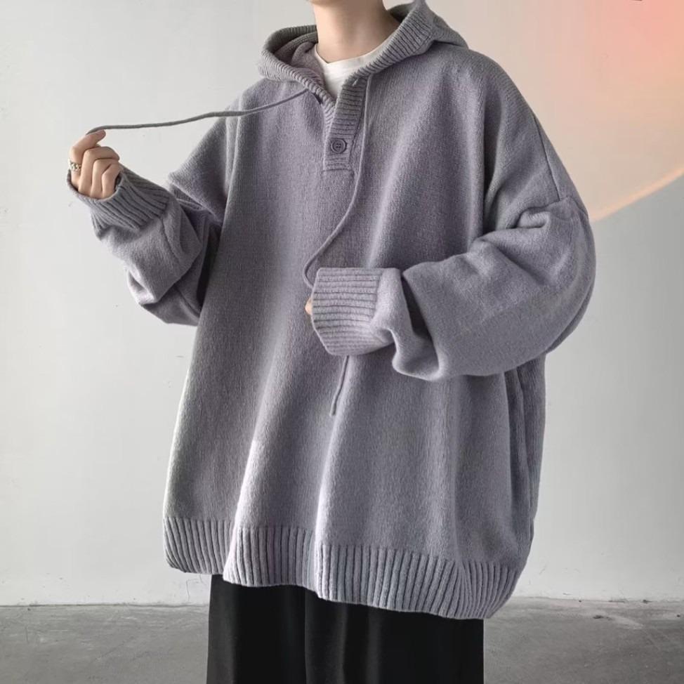 

Men s Versatile Thick Knit Hooded Sweater - Autumn/Winter British College Style for Teens and Adults L сірий колір