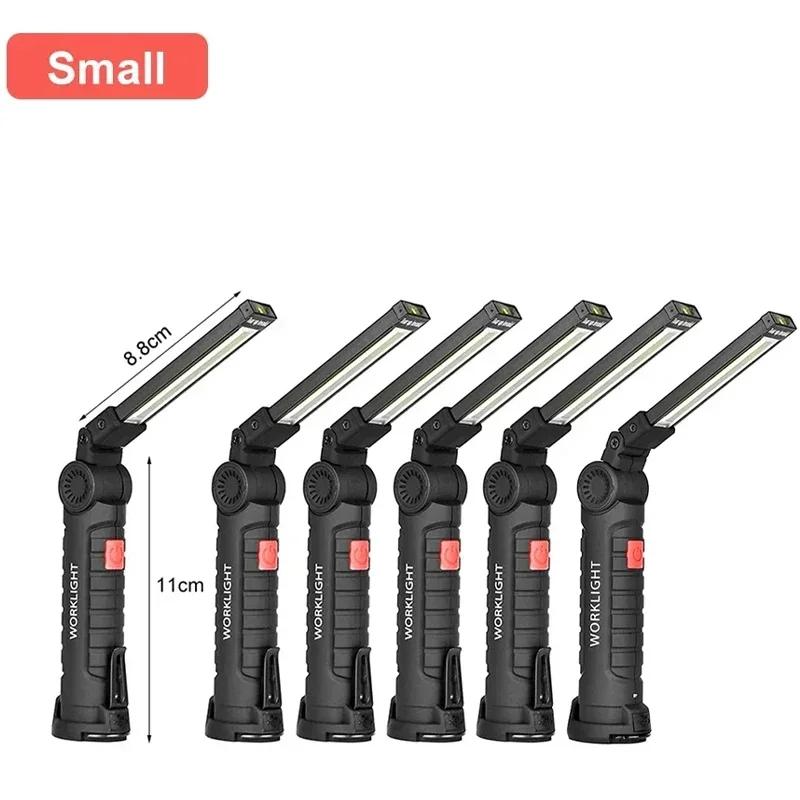 Portable COB LED Work Light USB Rechargeable LED Flashlight Inspection Lamp With Magnetic Hook Power Bank 18650 Battery Torch