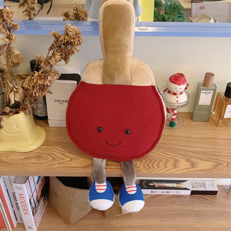 Creative Simulation Table Tennis Racket Pillow Plush Toy Puppet Doll
