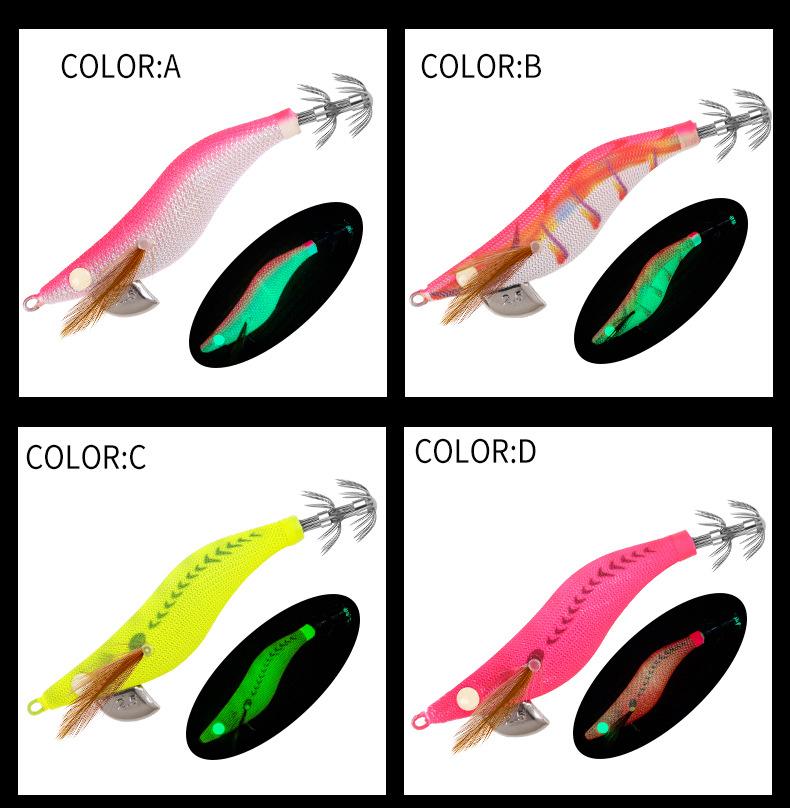 SWORDFISH Printed Luminous Wood Squid Lure Shrimp Artificial Hard Bait with Hooks for Sea Fishing and Lure Fishing
