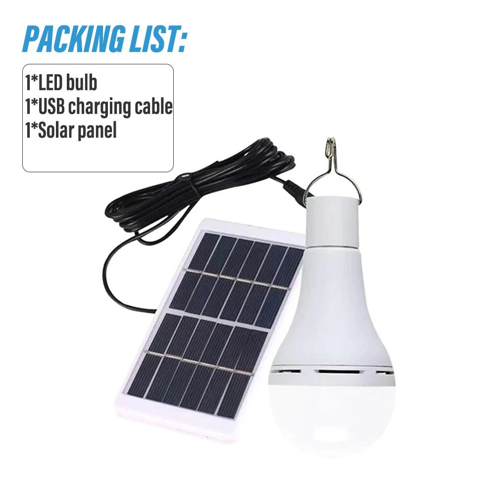

HOMEFISH LED Solar Lamp Bulb Outdoor Waterproof Portable Solar Garden Hanging Light Hiking Fishing Emergency Lights