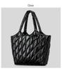 Women's Large Capacity Quilted Nylon Tote Bag for Autumn and Winter