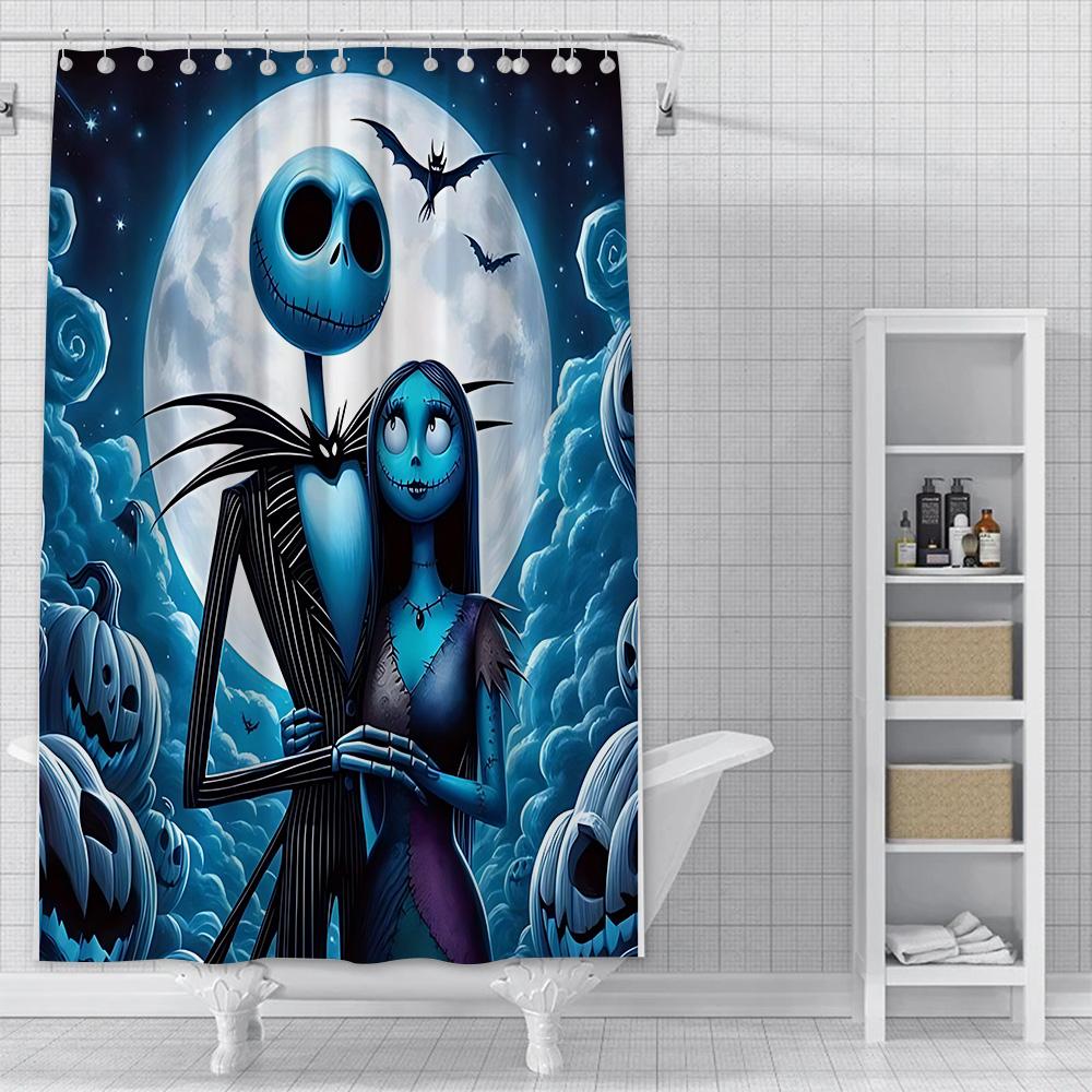 Dusche Jack Skellington Vorhang Wasserdicht Polyester Stoff Farbe Bunt Badezimmervorhänge Haus Badezimmer Dekor Vorhang Mit Haken