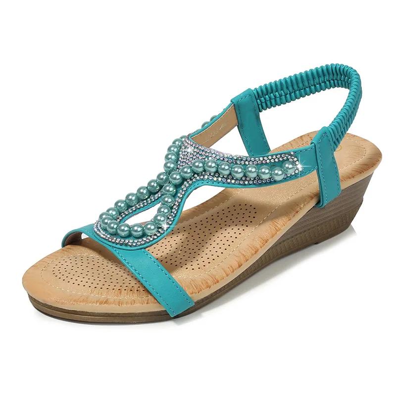 

Fashion Shoes for Women Summer Elegant Women PU Comfortable Platform Sandals Casual Beach Shoes Non-slip Wedges Sandalias De Mujer 42 зелений
