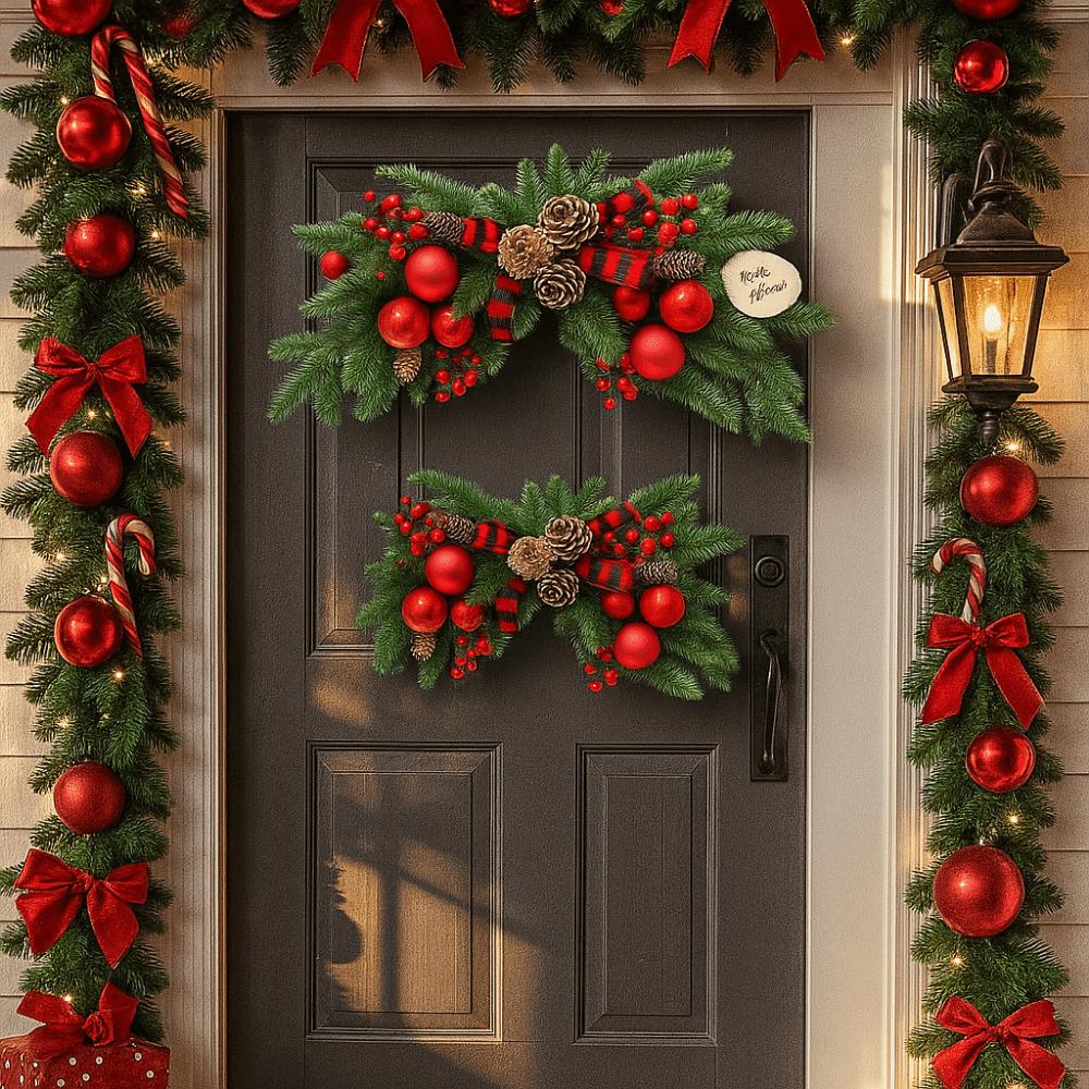 Exquisite Xmas Tree Garland Realistic Pine Cone Wall Hanging Floral Wreath  Party Supplies