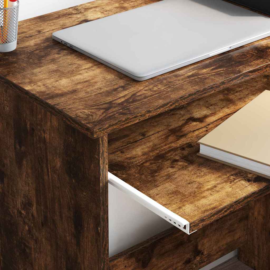 Desk with Shelf Smoked Oak 120.5 x 44 x 88.5 cm