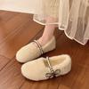 Versatile women's shoes new velvet Xiaoxiangfeng one-pedal fluffy women Mary Jane casual 2025 warm winter trendy models