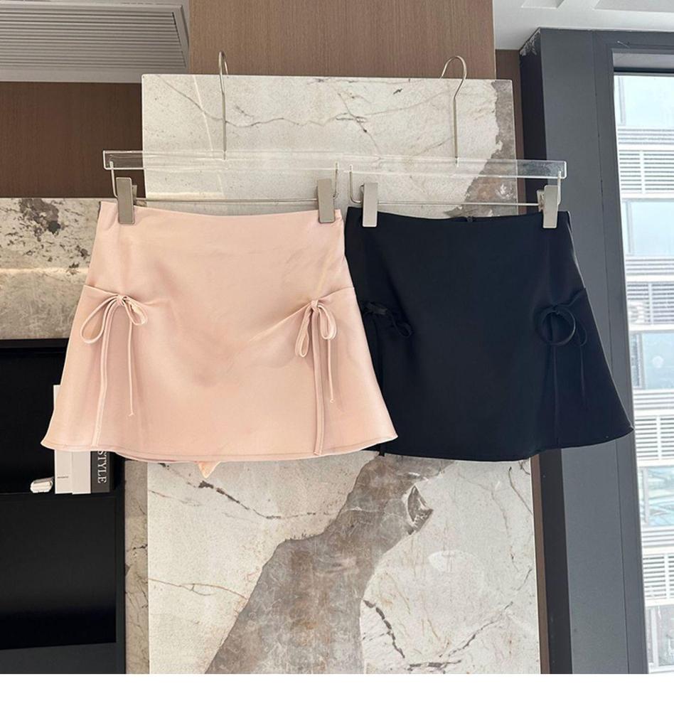 Women's Age-Reducing Pink A-Line Skirt & Black French-Style Top Summer Set - Slimming Sweet & Spicy Look