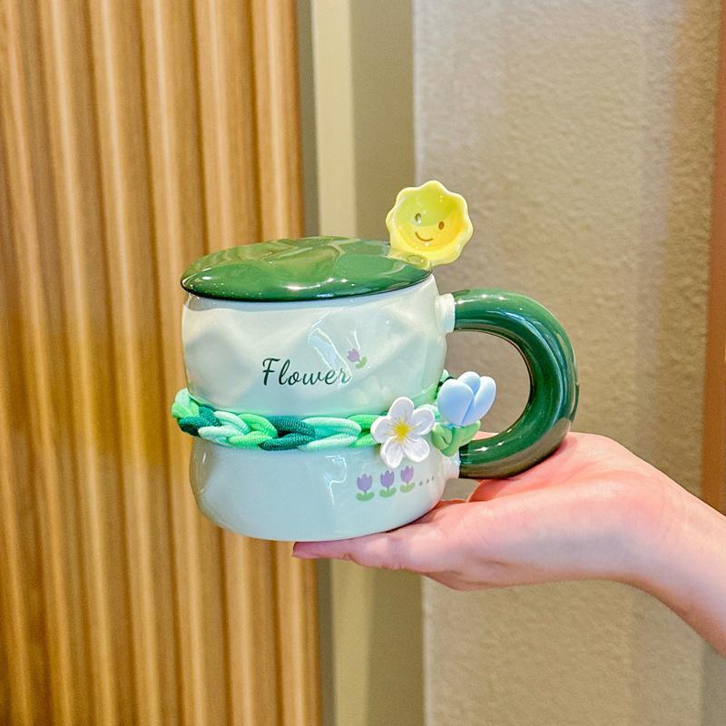 Uroczy kubek w kwiaty w pudełku prezentowym dla dziewczynek i dziewczyn, wartościowy prezent urodzinowy, praktyczny ceramiczny kubek pamiątkowy