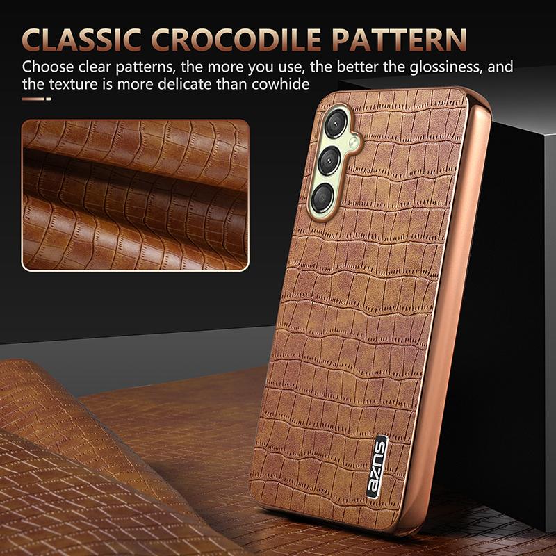 AZNS For Samsung Galaxy A16 5G/A16 4G Case Electroplating Crocodile Texture PU+TPU Phone Cover