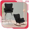 Scandinavian Vika Wing Chair, Rocking, On Runners, Family Meble, Black Velvet