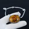 Baltic Amber Gemstone Jewelry Necklace, Baltic Amber 925 Sterling Silver Charm Necklace For Wedding Gift, Baltic Amber Necklace For Women
