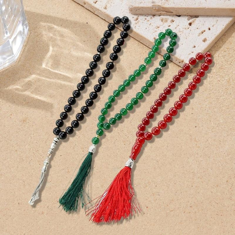 Natural Crystal Beads Necklace with Large 12mm Beads Detail Tassels Chain Gift Everyday Wear for Special Occasion